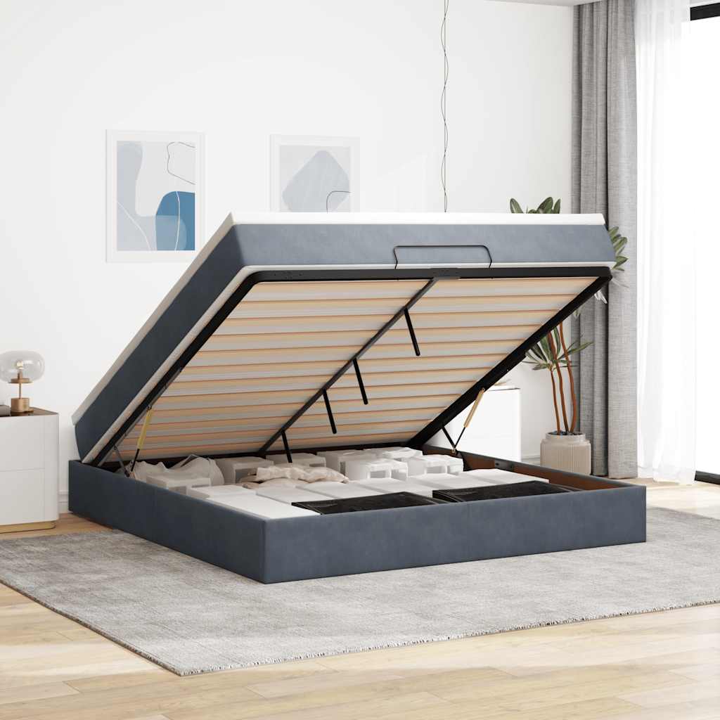 foto del prodotto struttura letto pouf con materasso 160x200 cm in velluto