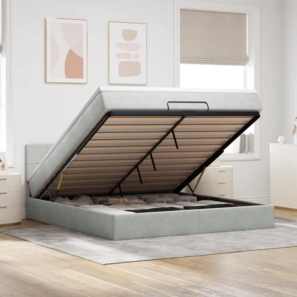 foto del prodotto struttura letto pouf con materasso 180x200 cm in velluto