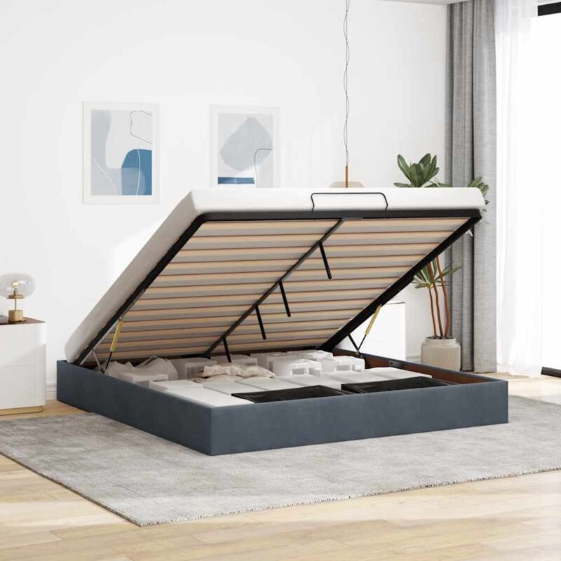 foto del prodotto struttura letto pouf senza materasso 160x200 cm in velluto vidaxl
