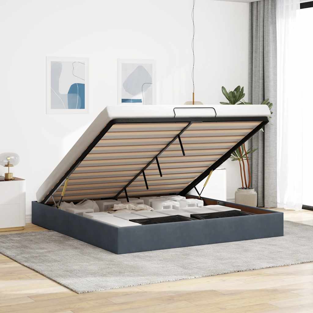 foto del prodotto struttura letto pouf senza materasso 200x200 cm in velluto