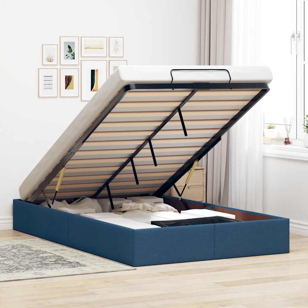 foto del prodotto struttura letto pouf senza materasso blu 120x200 cm in tessuto
