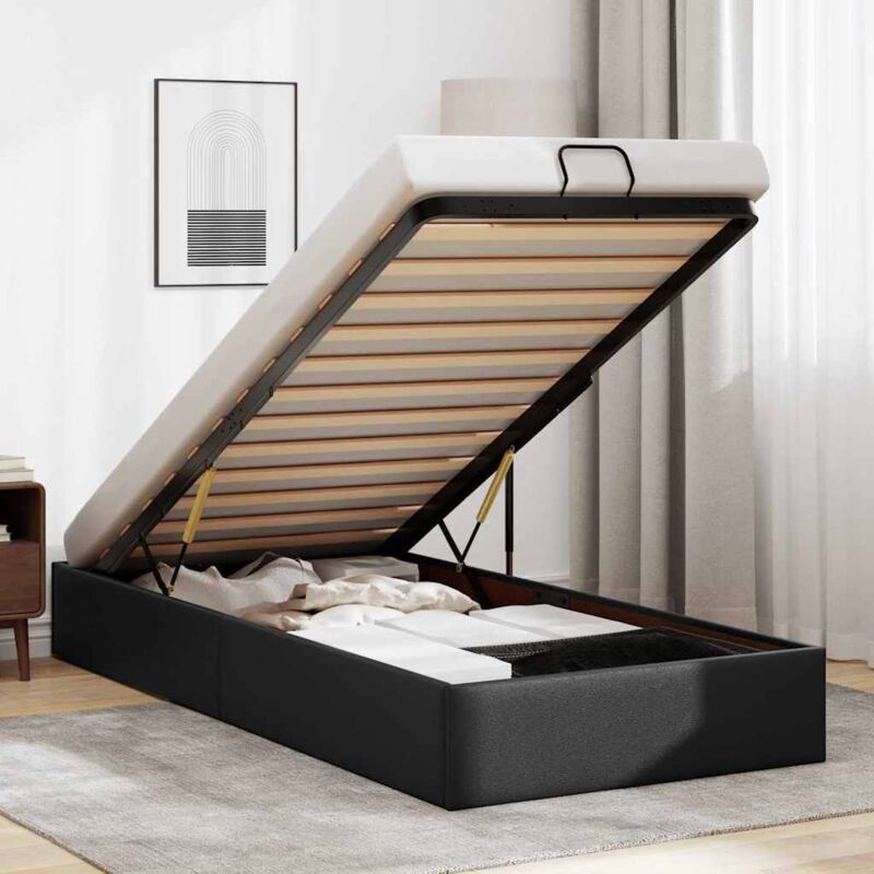 foto del prodotto struttura letto pouf senza materasso nero 90x200 cm similpelle vidaxl