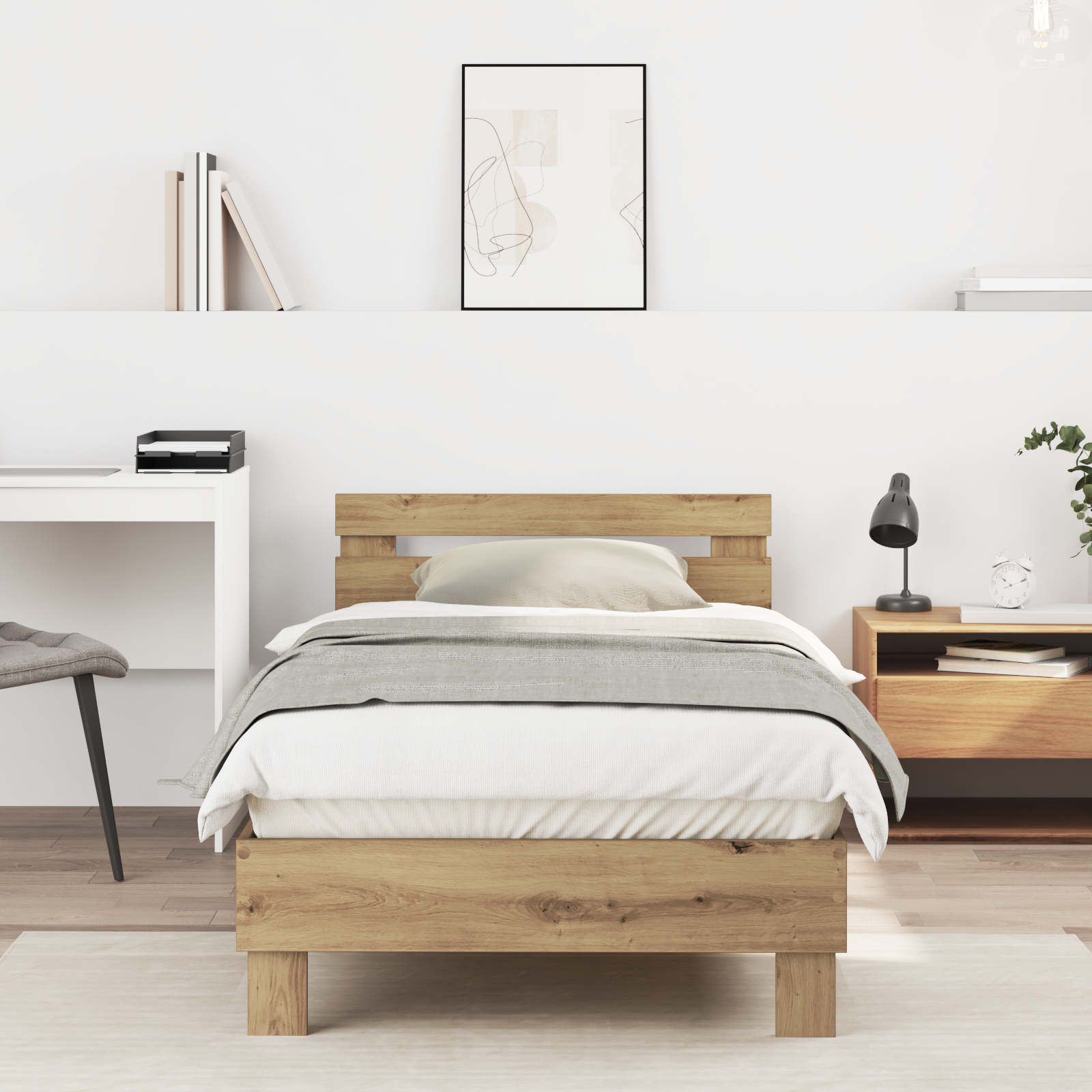foto del prodotto struttura letto rovere artigianale legno di rovere massiccio
