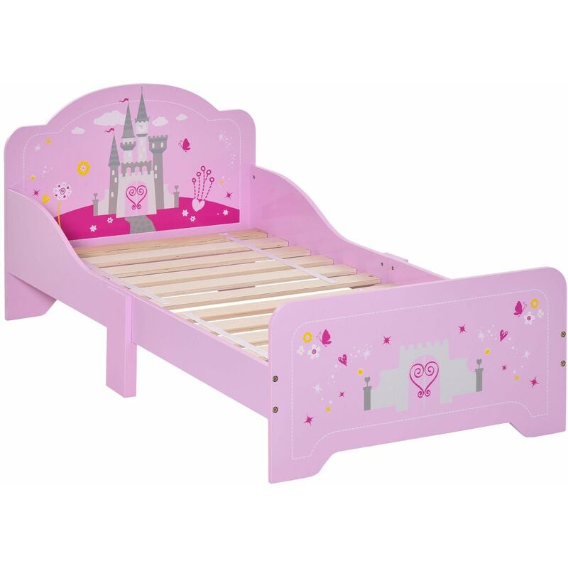 foto del prodotto struttura letto singolo per bambini 143x73x60 cm in legno di pioppo rosa