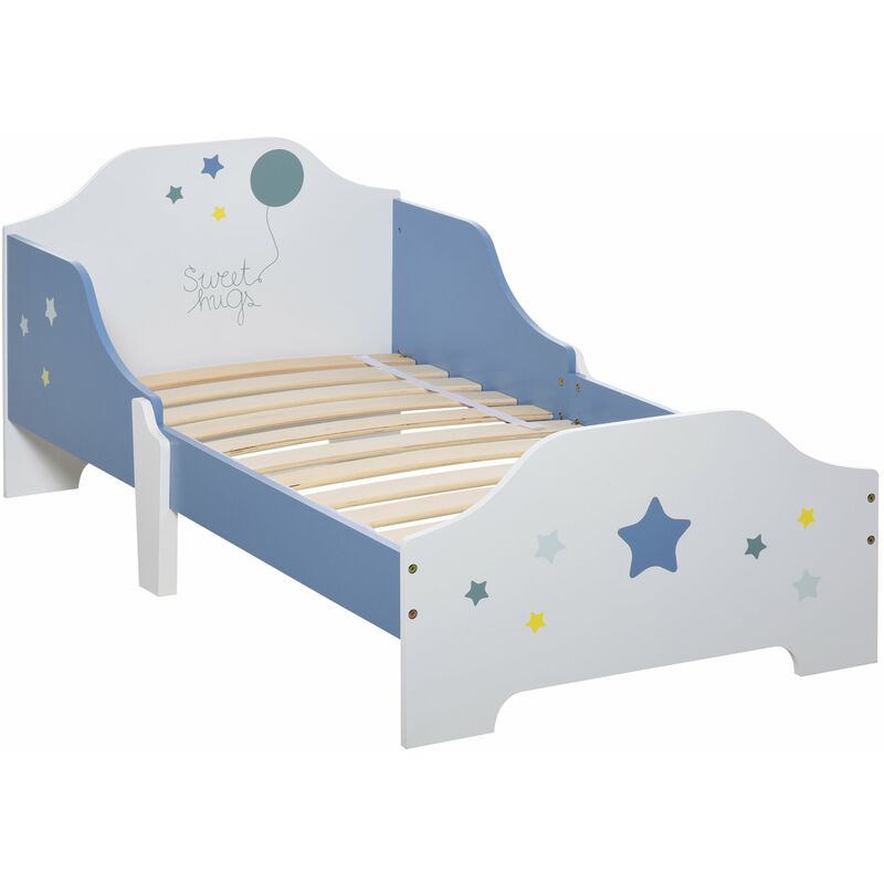 foto del prodotto struttura letto singolo per bambini 143x74x59 cm in compensato di pioppo blu e bianco