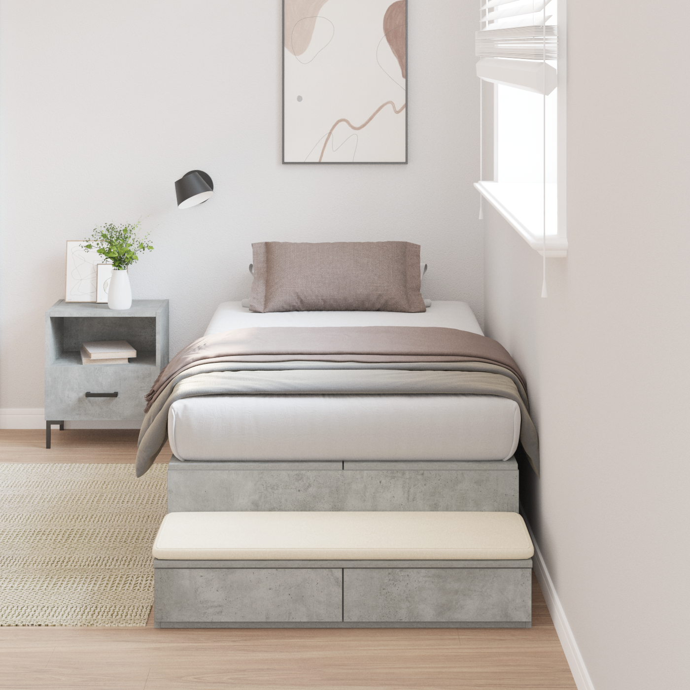 foto del prodotto struttura letto storage grigio cemento 75x190 cm