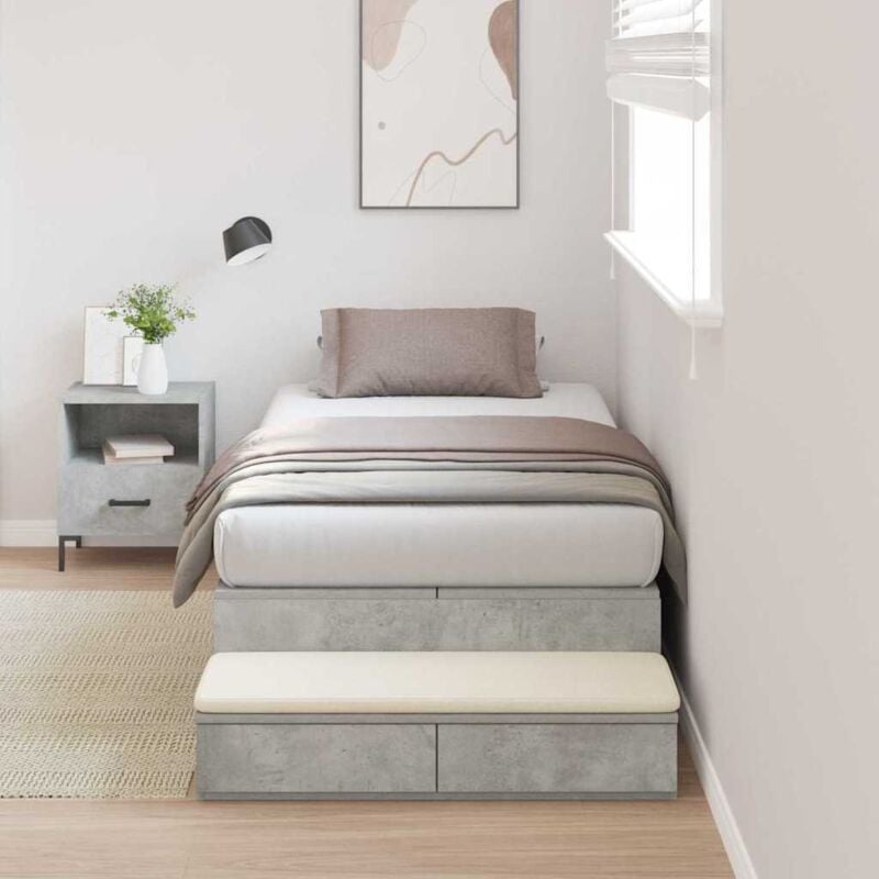 foto del prodotto struttura letto storage grigio cemento 75x190 cm vidaxl