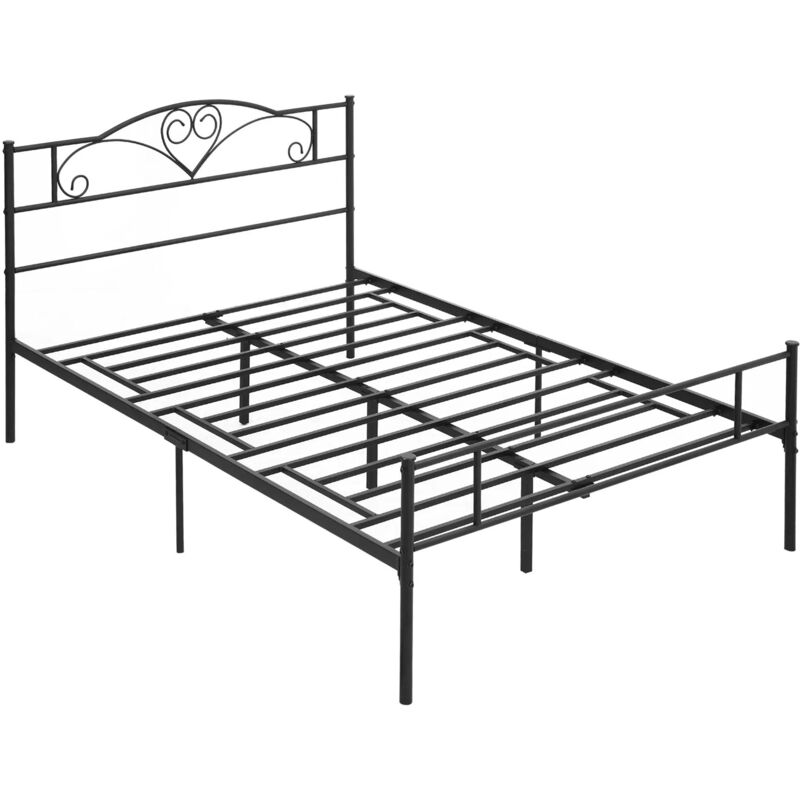 foto del prodotto struttura letto una piazza e mezzo 140x200 cm in acciaio con doghe integrate nero