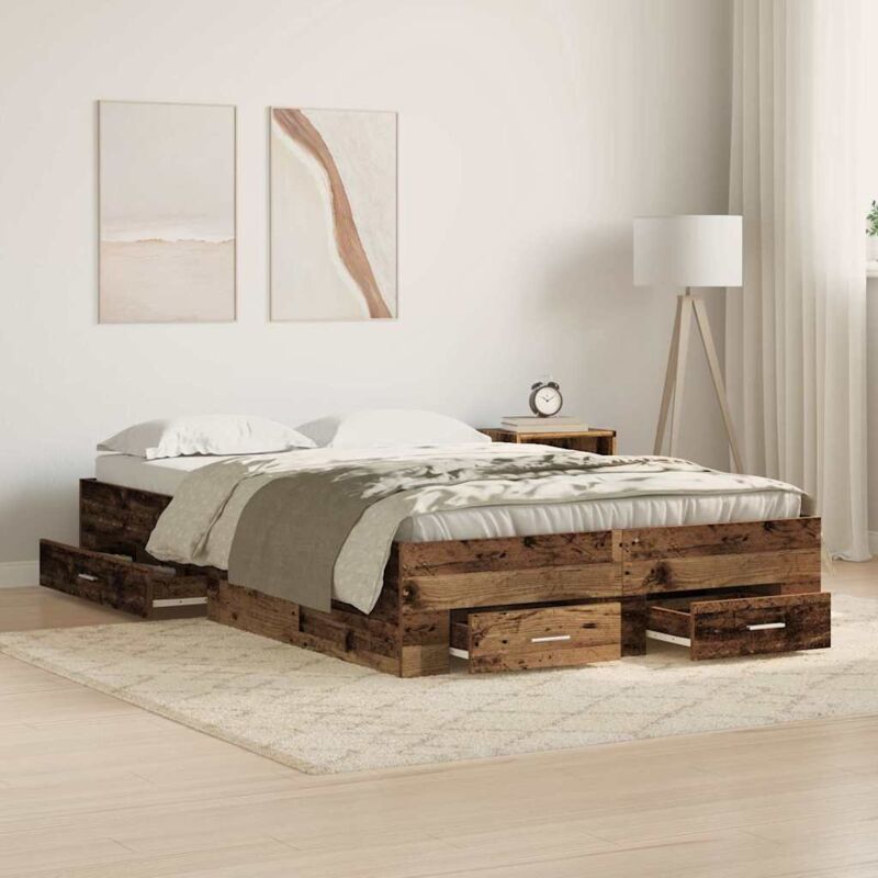 foto del prodotto struttura letto vidaxl con cassetti legno vecchio 120x200 cm legno ingegnerizzato