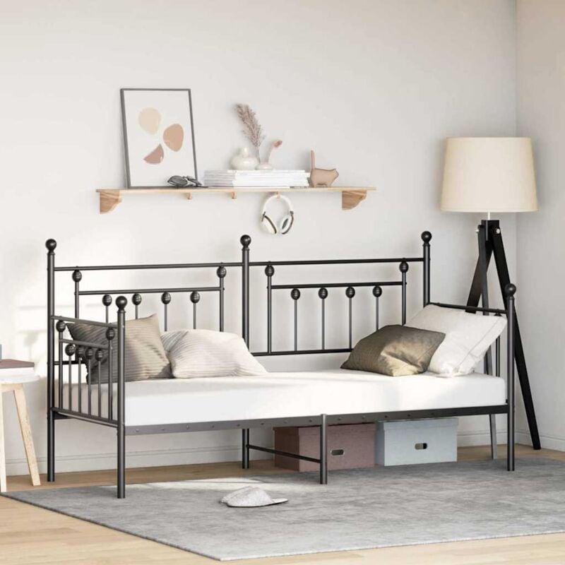 foto del prodotto struttura per daybed nera 80x200 cm in acciaio vidaxl
