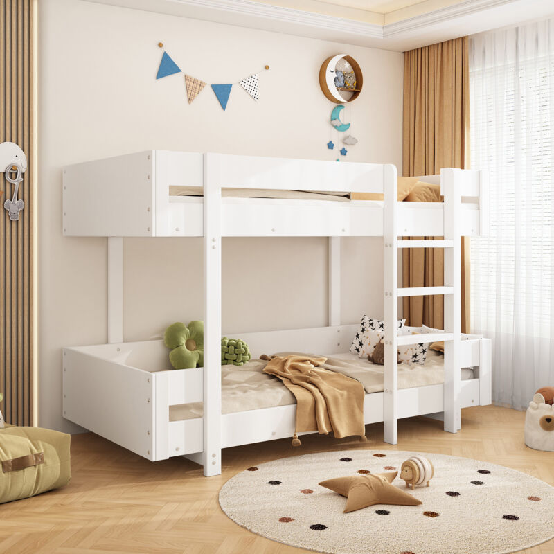 foto del prodotto struttura per letto a castello per bambini 90x200cm, senza materasso, legno, letti matrimoniale, bianco