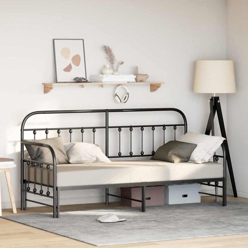 foto del prodotto struttura per letto giorno con letto estraibile vidaxl nera 75x190 cm in acciaio
