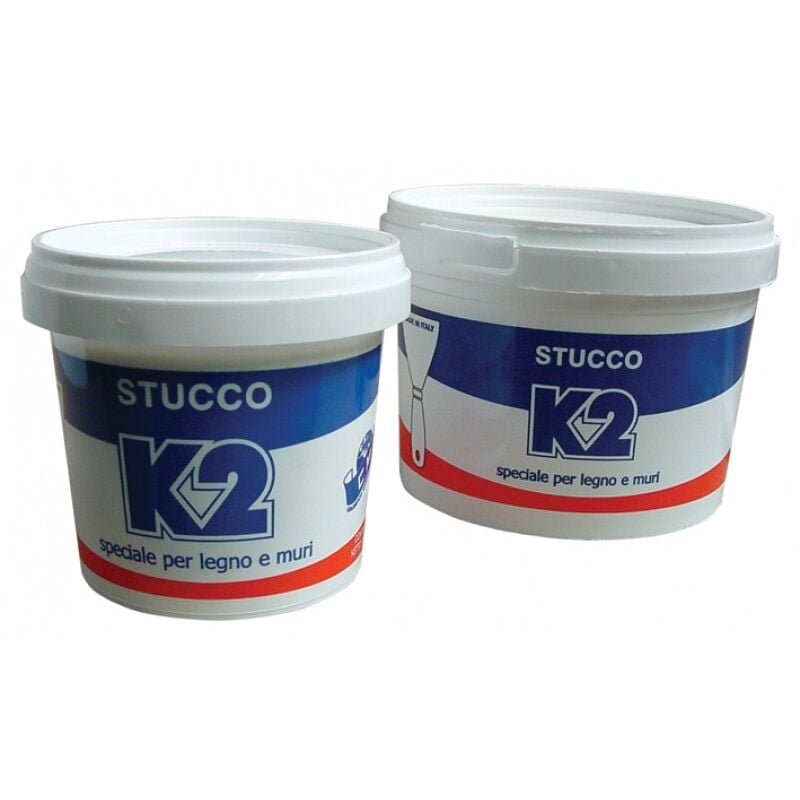 foto del prodotto stucco in pasta k2 0,5 kg colore bianco speciale per legno e muri uso interno