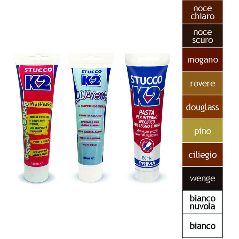 foto del prodotto stucco in pasta multiuso colorato in tubetto ml.150 bianco k2