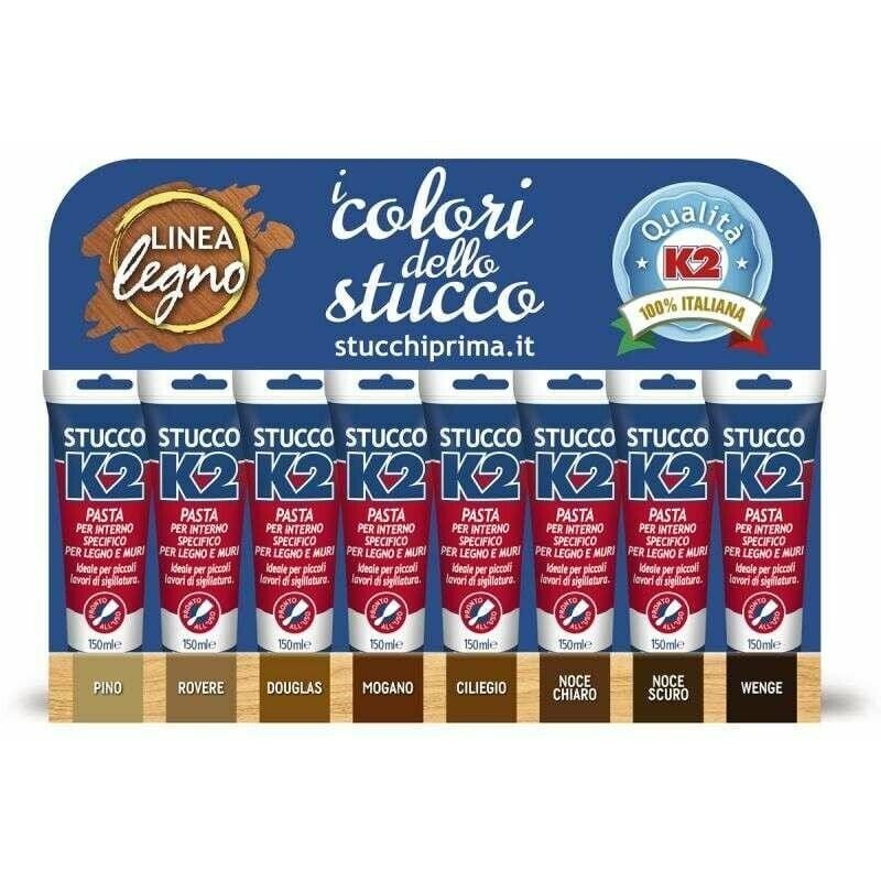 foto del prodotto stucco in pasta per legno e muro k2 tubetto da 150 ml noce scuro