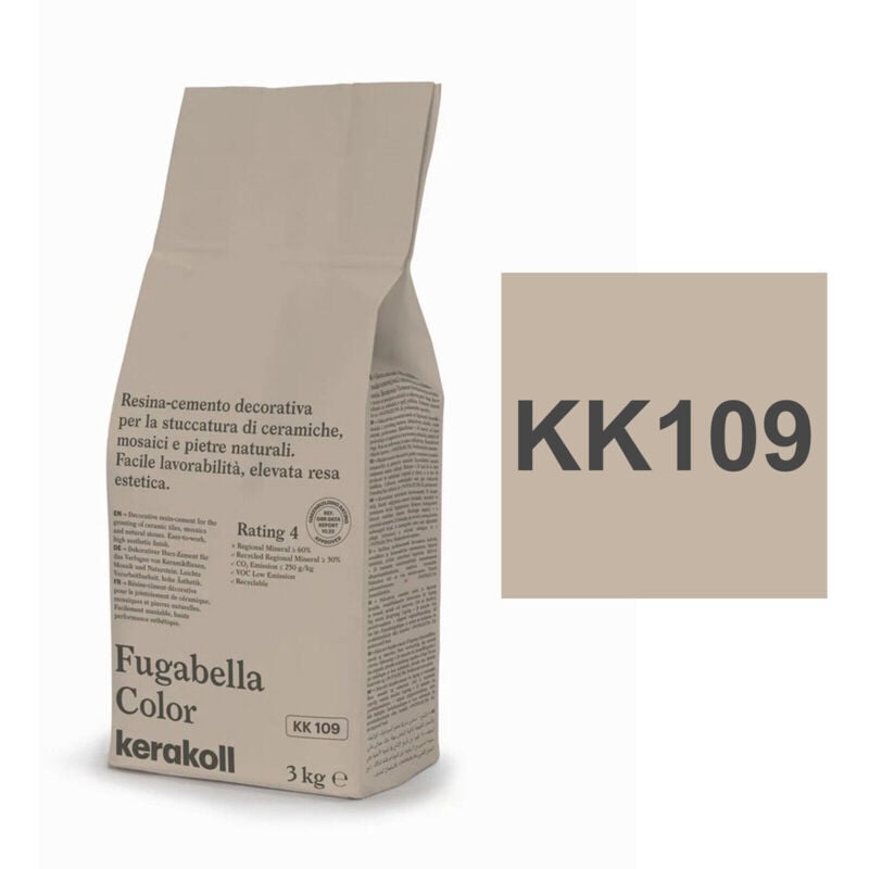 foto del prodotto stucco per fughe fugabella color kk 109 tortora 3kg resina cemento kerakoll