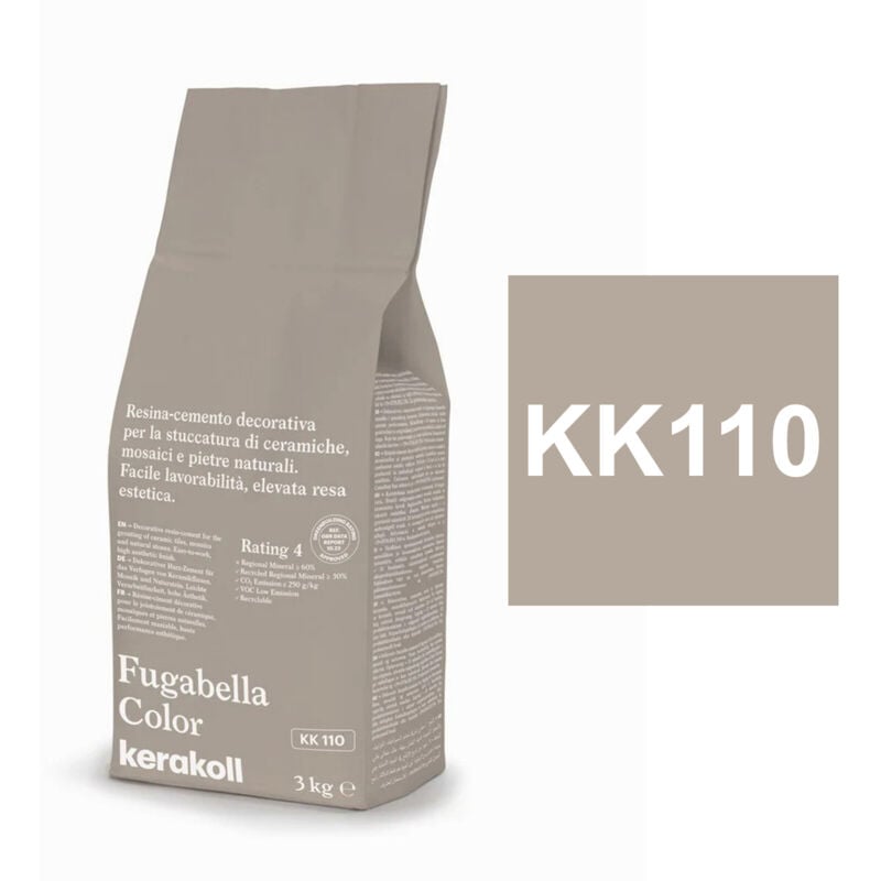 foto del prodotto stucco per fughe fugabella color kk 110 grigio marrone 3kg resina cemento kerakoll