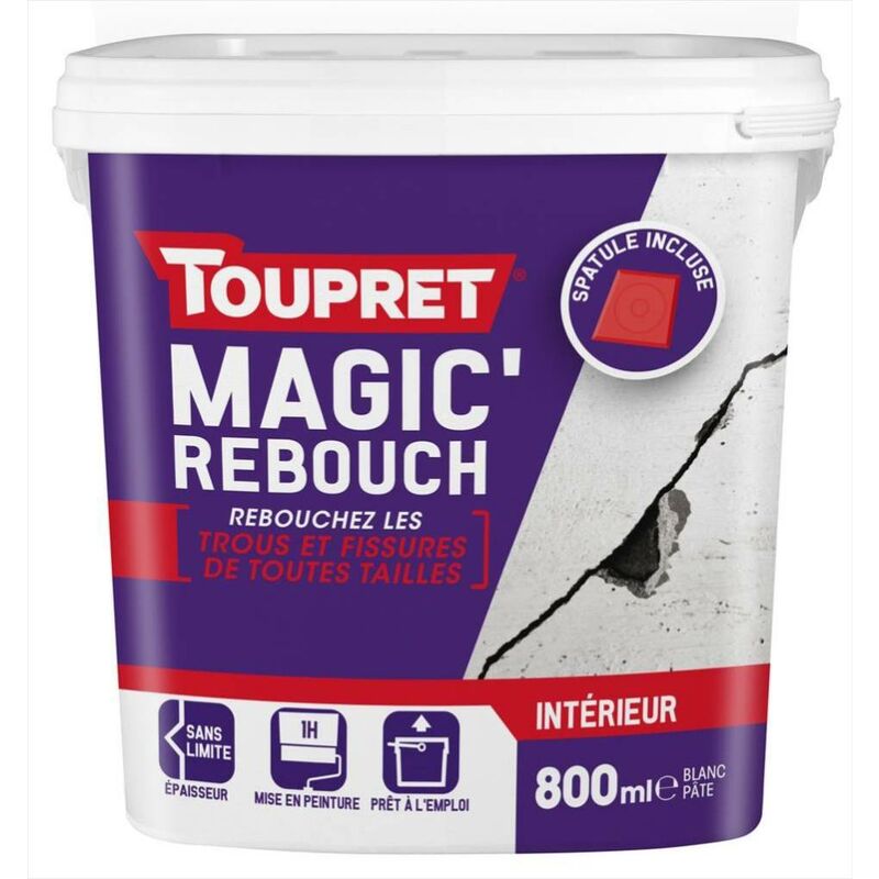 foto del prodotto stucco riempitivo toupret spatola da 800 ml in pasta leggera per parete e soffitto toupret