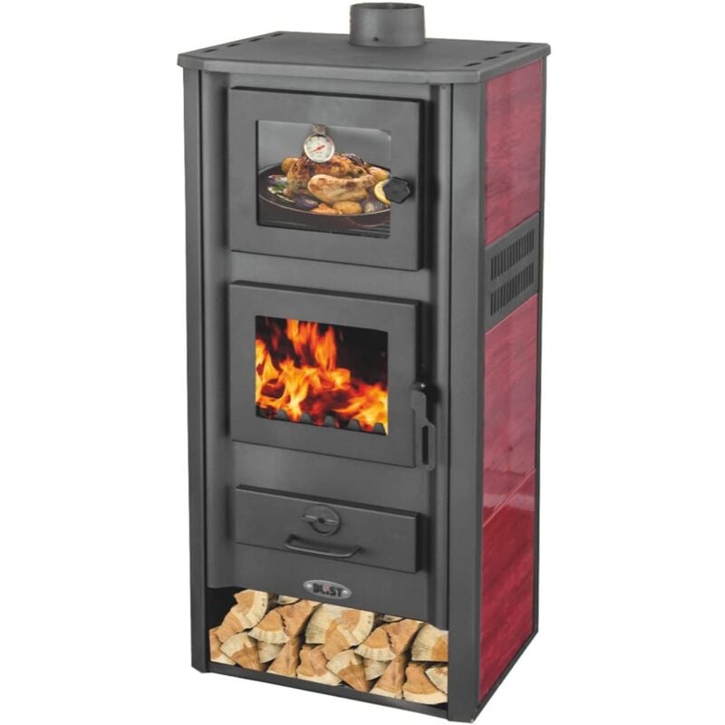 foto del prodotto stufa a legna ambassador 13 kw con forno in acciaio verniciato h 116 cm beige