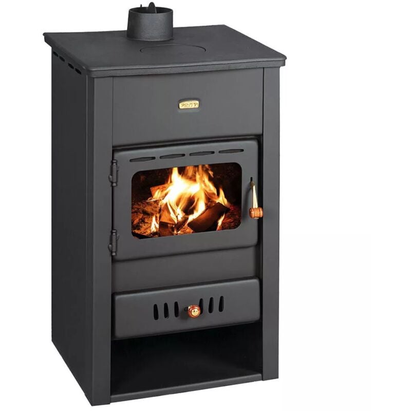 foto del prodotto stufa a legna con coperchio superiore in ghisa. stufa a combustibile solido. potenza termica di 10,4 kw. modello prity k2 cp