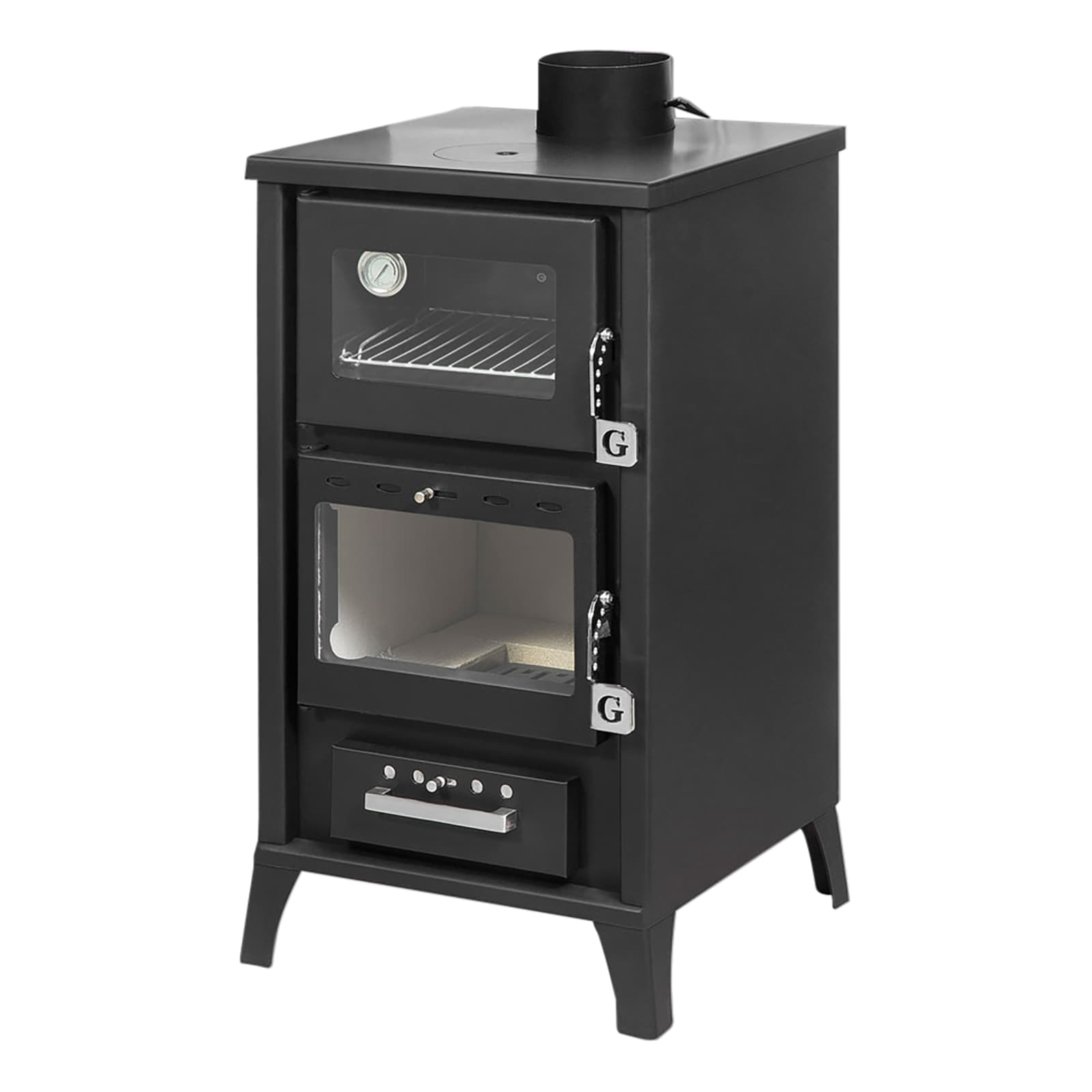 foto del prodotto stufa a legna con forno marzia nera 15,3 kw l45xp48,5xh91,5