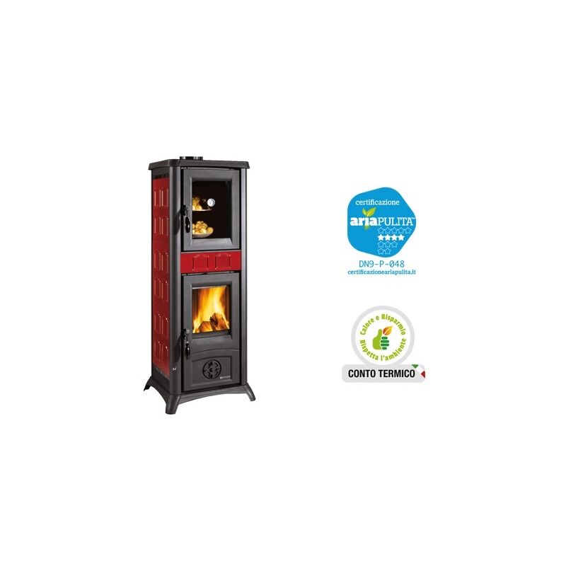 foto del prodotto stufa a legna con forno per cucinare 7,2 kw gemma bordeaux