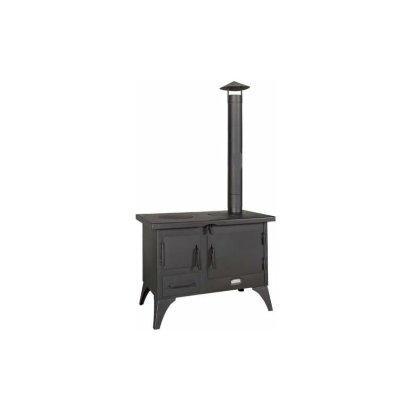 foto del prodotto stufa a legna da giardino da 5 kw per cucinare. forno, fornello, camino e coperchio inclusi.