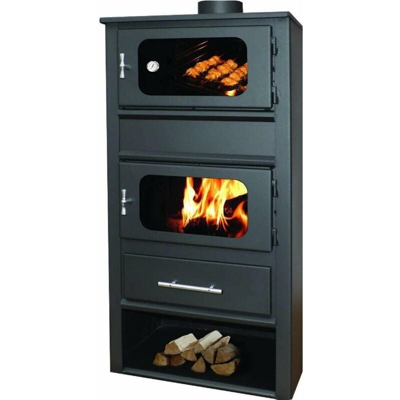 foto del prodotto stufa a legna e carbone con forno idro in acciaio 10,8 kw con termostufa caldaia