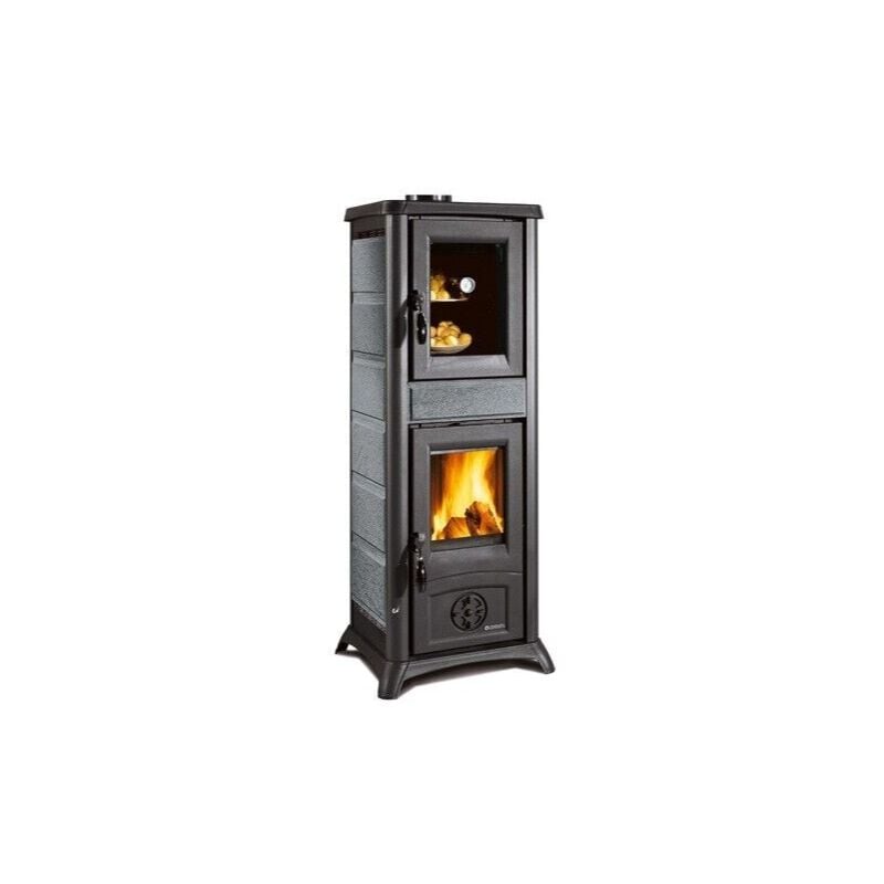 foto del prodotto stufa a legna forno nordica gemma pietra naturale ghisa 7,2kw 206 mc riscaldabili