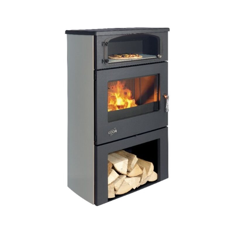 foto del prodotto stufa a legna grigio argento da 11kw 362115cgrisarg godin