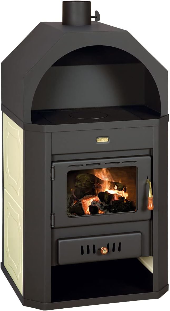 foto del prodotto stufa a legna integrale boiler 17 6 kw colorato lati niche prity w17