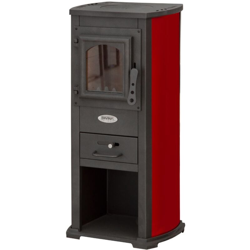 foto del prodotto stufa a legna karina 5 7 kw misura rossa