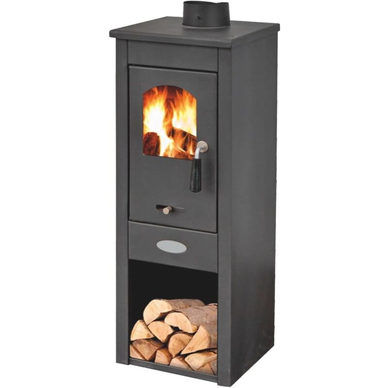 foto del prodotto stufa a legna karso 5,2 kw in acciaio blist lux lm antracite con portalegna slim