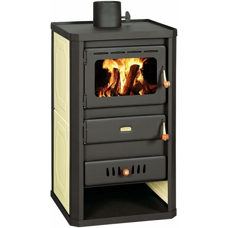 foto del prodotto stufa a legna per il riscaldamento centralizzato. stufa a combustibile solido con caldaia integrata. potenza termica 5 10 kw. copertura in acciaio.
