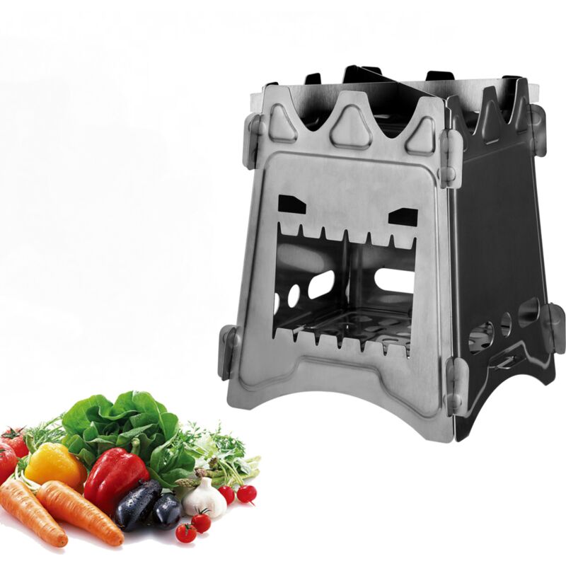 foto del prodotto stufa a legna portatile pieghevole leggera per campeggio, cucina, viaggio, picnic, caccia