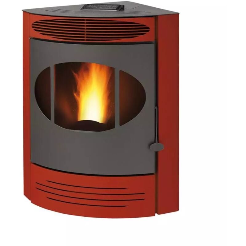 foto del prodotto stufa a pellet angolare ventilata caris gemma bordeaux 10,5 kw