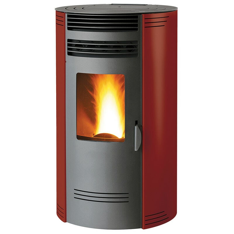 foto del prodotto stufa a pellet biofiregrill gq 100 10kw rotonda rosso