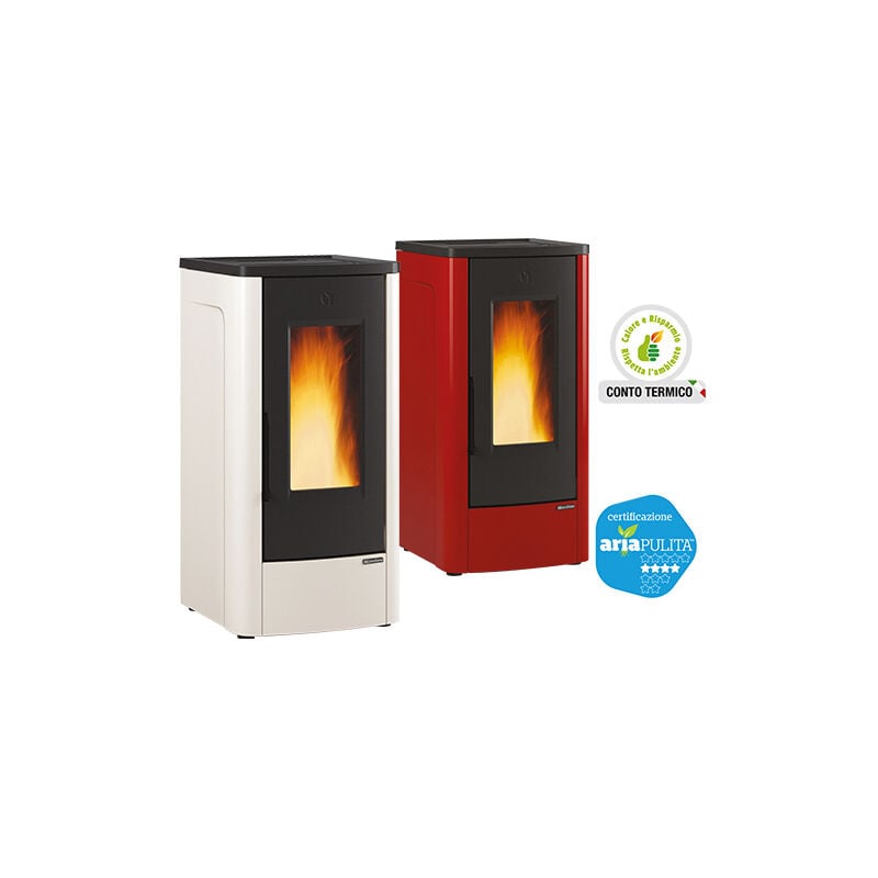 foto del prodotto stufa a pellet dahiana vfs 10 kw avorio conto termico misure cm.52,5x60,2x108,0h. peso kg.157
