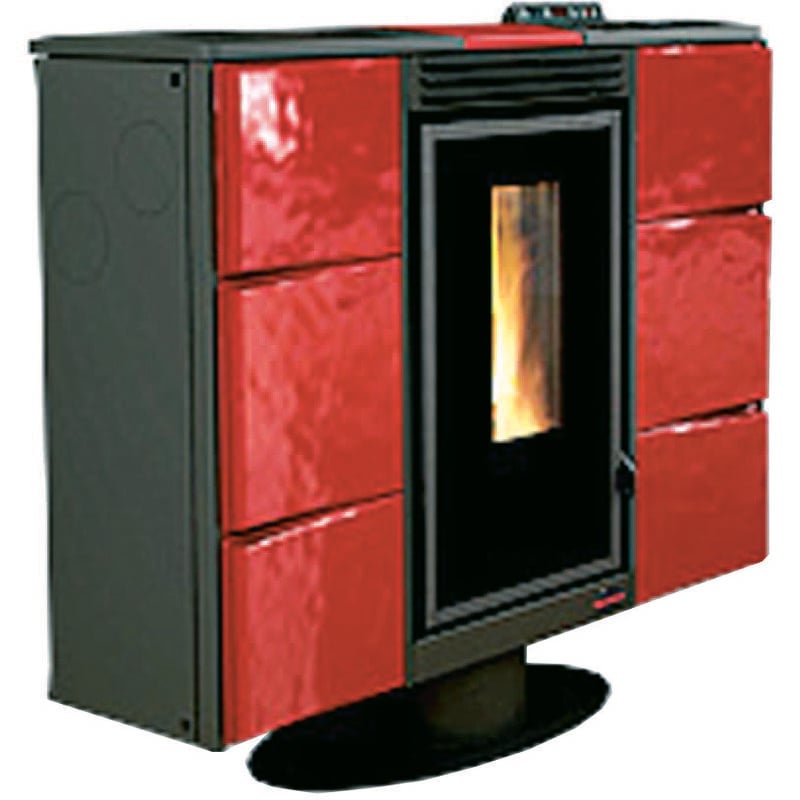 foto del prodotto stufa a pellet elisir canalizzata 7 kw bordeaux misure cm.97,4x30,4x85,1h. peso kg.150