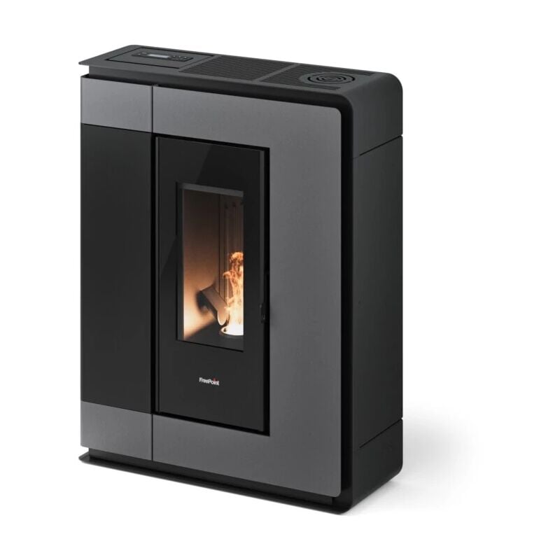 foto del prodotto stufa a pellet slim canalizzata ermetica freepoint arco 9 titanium 8,5 kw con wi fi