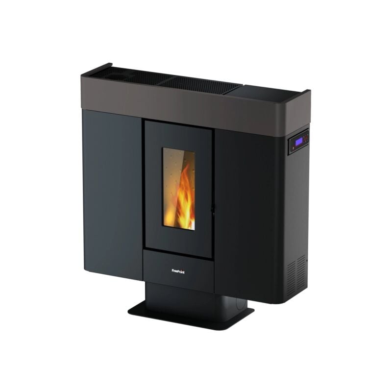 foto del prodotto stufa a pellet slim canalizzata ermetica freepoint moon titanium 10 kw con wi fi