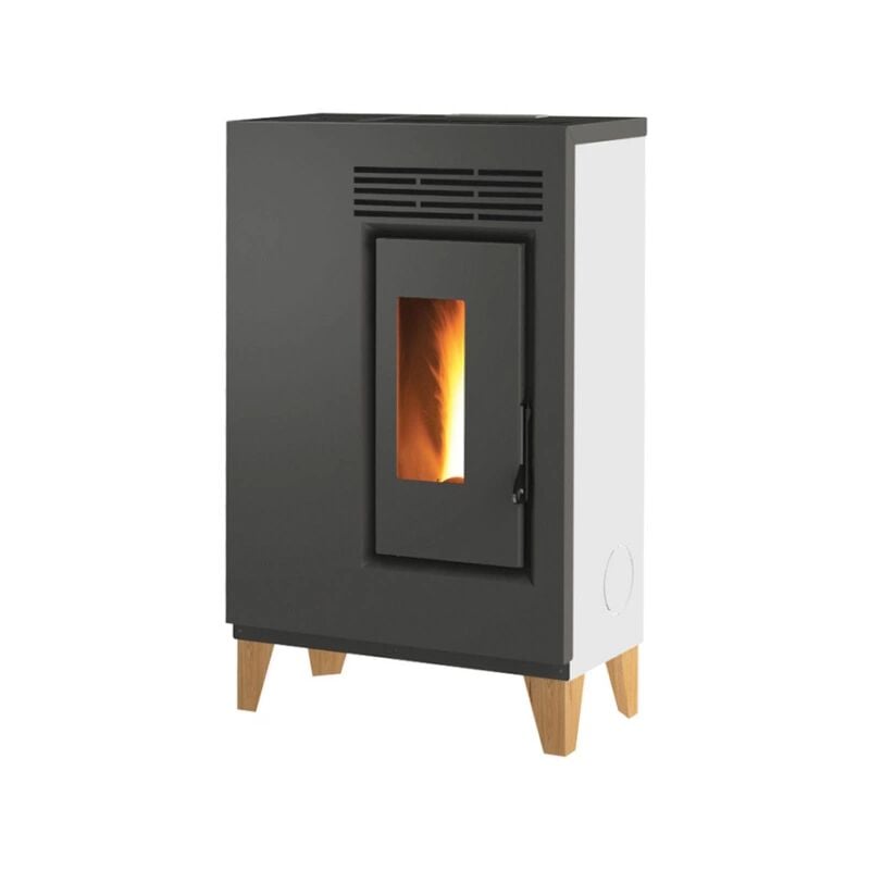 foto del prodotto stufa a pellet slim caris fiore con piedini bianco 5,0 kw