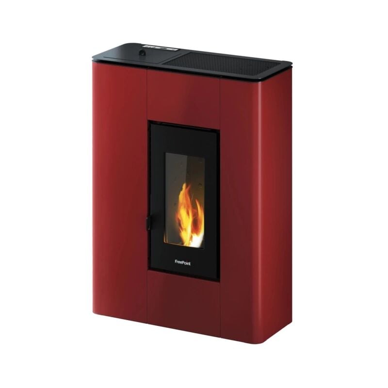 foto del prodotto stufa a pellet slim ermetica freepoint atrium bordeaux 5,2 kw