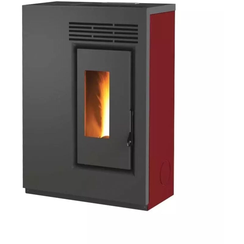 foto del prodotto stufa a pellet slim ventilata caris fiore bordeaux 5,0 kw staffa a muro inclusa