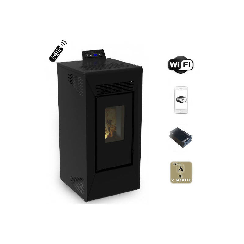 foto del prodotto stufa a pellet wifi canalizzata courmayeur 8,74 kw nero