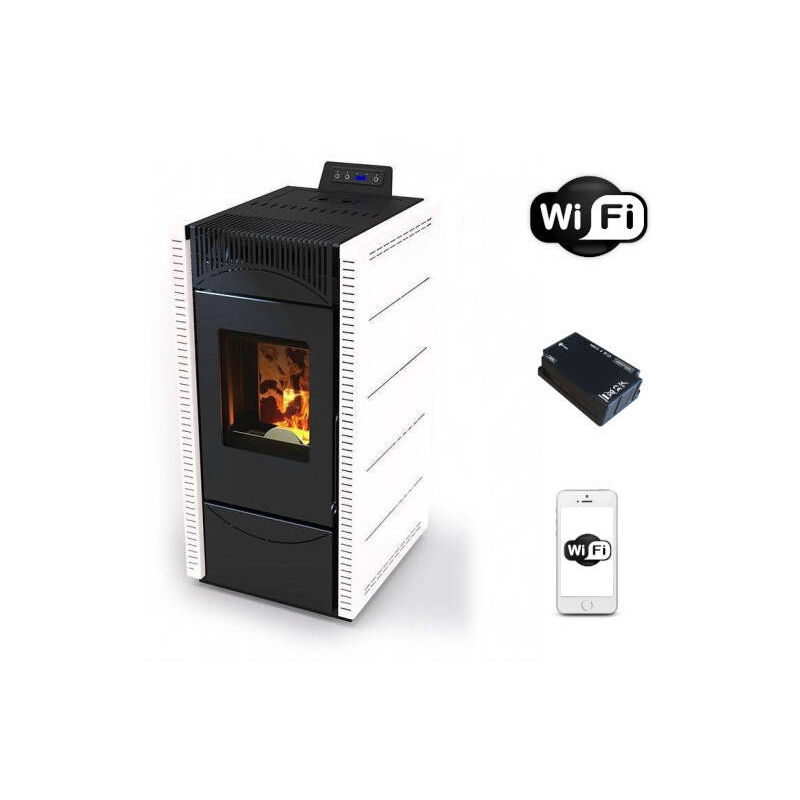 foto del prodotto stufa a pellet wifi ventilata cortina 11 kw bianco san marco