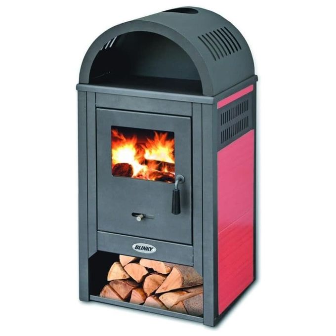 foto del prodotto stufa acciaio vienna s fianchi ceramica rosso