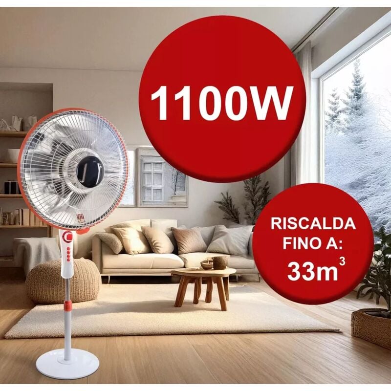 foto del prodotto stufa al carbonio a piantana 1100w incandescenza timer risparmio energetico 220v