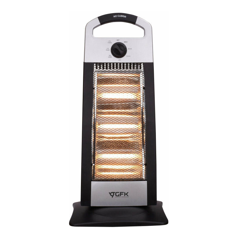 foto del prodotto stufa alogena 1200w 3 elementi nera