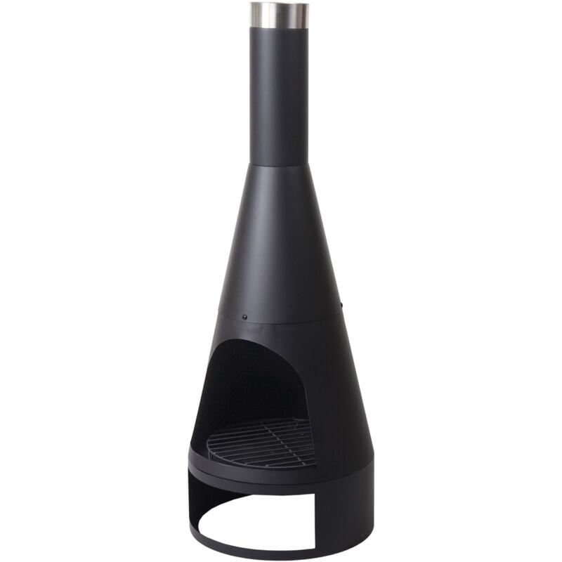 foto del prodotto stufa camino focolare riscaldamento da esterno hhg 821 acciaio 124x43cm nero